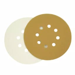 POWERTEC 6 in. 100-Grit Hook and Loop Sanding Discs, 8-Hole, Gold (50-Pack) thumbnail 1
