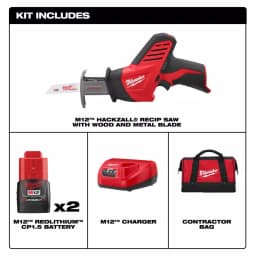 Milwaukee M12 12V Lithium-Ion HACKZALL Cordless Reciprocating Saw Kit with 2 1.5 Ah Batteries, Charger & Case thumbnail 2