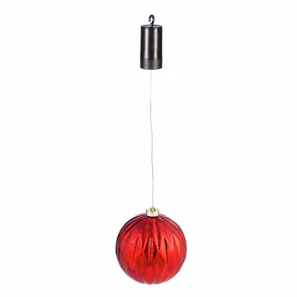 Evergreen 6 in. Red Shatterproof LED Ball Outdoor Safe Battery Operated Christmas Ornament
