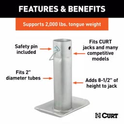 CURT Pin-On Jack Foot for 2" Tube, 2,000 lbs. Capacity, 8-1/2" Height thumbnail 3