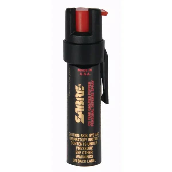 SABRE 3-in-1 Compact Pepper Spray with Clip - 10 ft Range Stream Delivery
