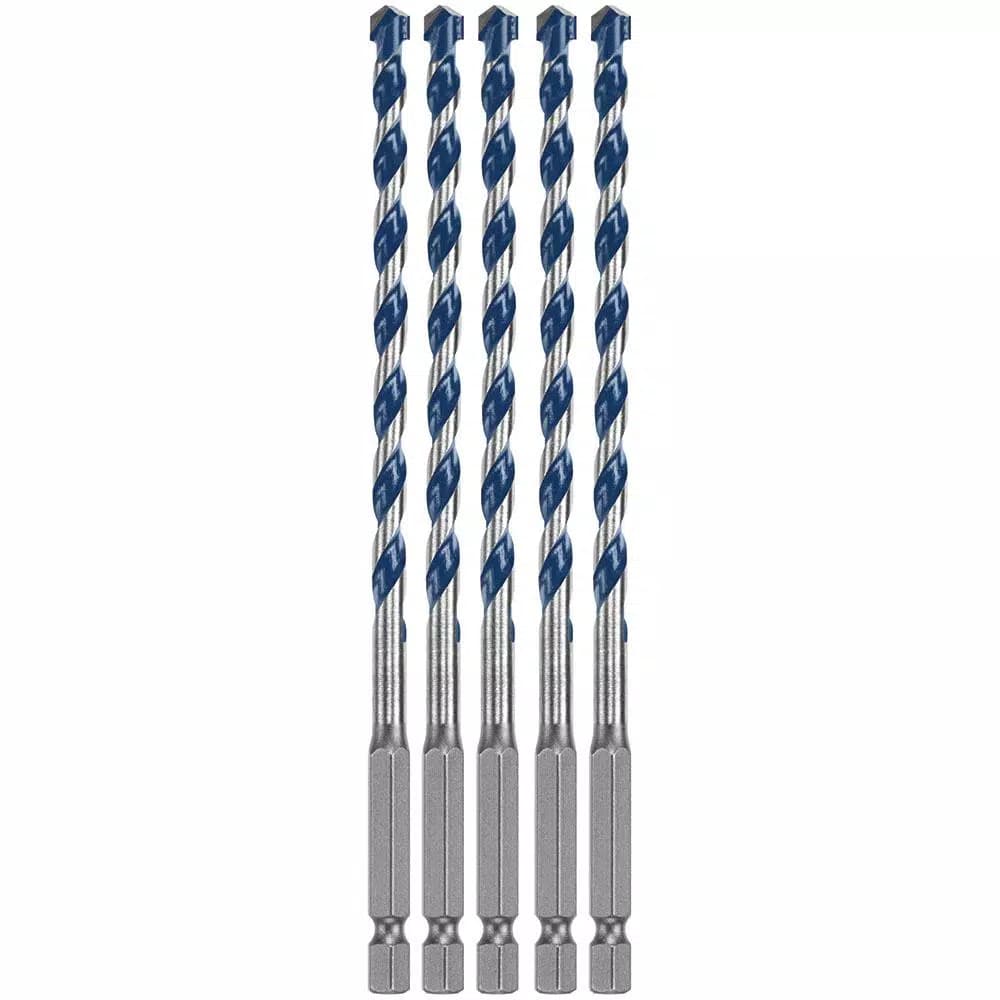 Bosch BlueGranite Turbo Carbide Hammer Drill Bits, 1/4 in. x 6 in., Hex Shank (5-Pack)