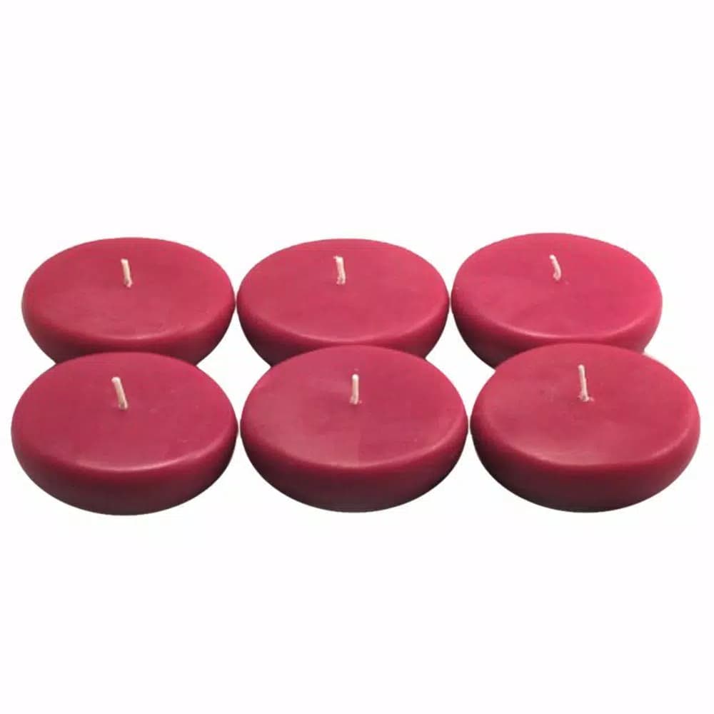 Zest Candle 2.25 in. Burgundy Floating Candles, Box of 24