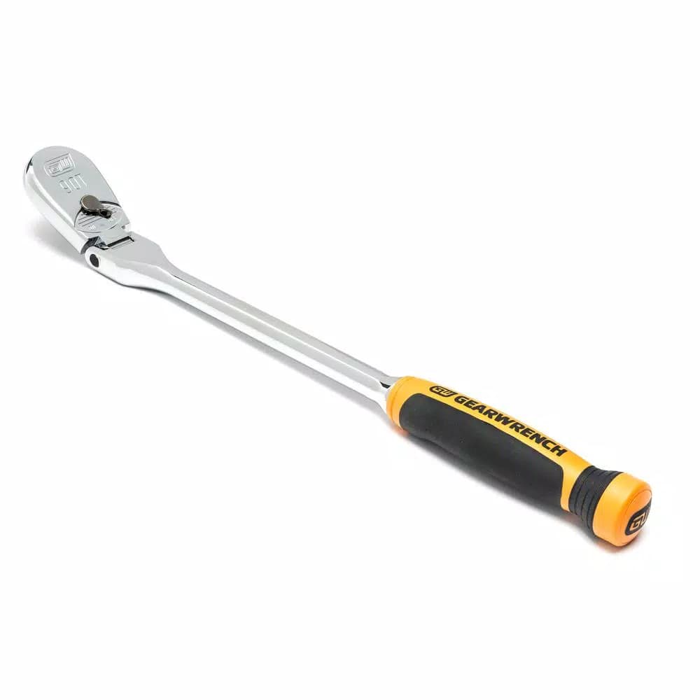 GearWrench 1/2 in. Drive 17 in. 90-Tooth Dual Material Flex Head Teardrop Ratchet