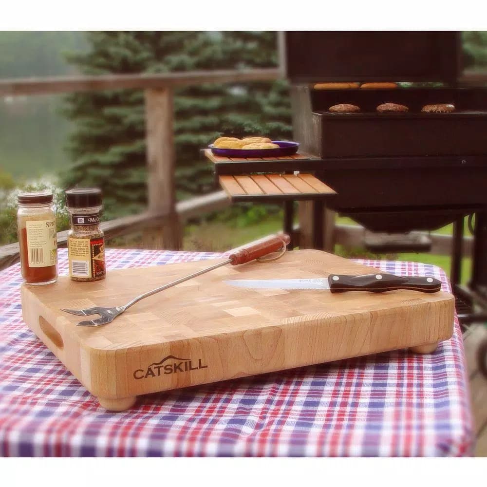 Catskill Craftsmen End Grain Hardwood Cutting Board Chopping Block with Feet