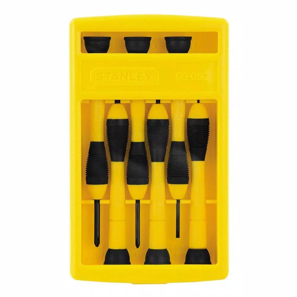 Stanley 6-Piece Precision Screwdriver Set with Swivel-Head Handles and Storage Case