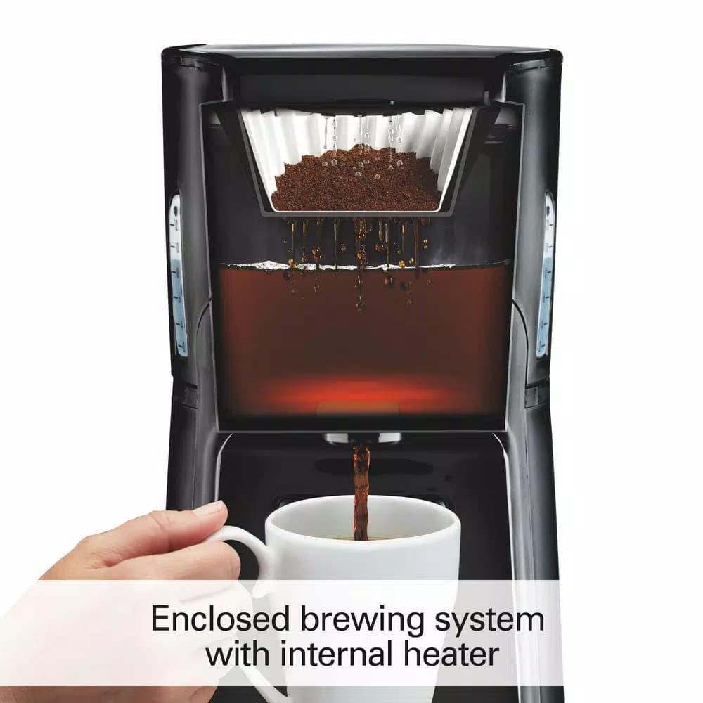 Hamilton Beach BrewStation 12-Cup Drip Coffee Maker with Internal Tank, Black/Stainless Look