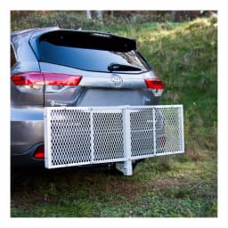 CURT 60" x 20" Aluminum Tray-Style Cargo Carrier with 2" Folding Shank, 500 lb. Capacity thumbnail 2
