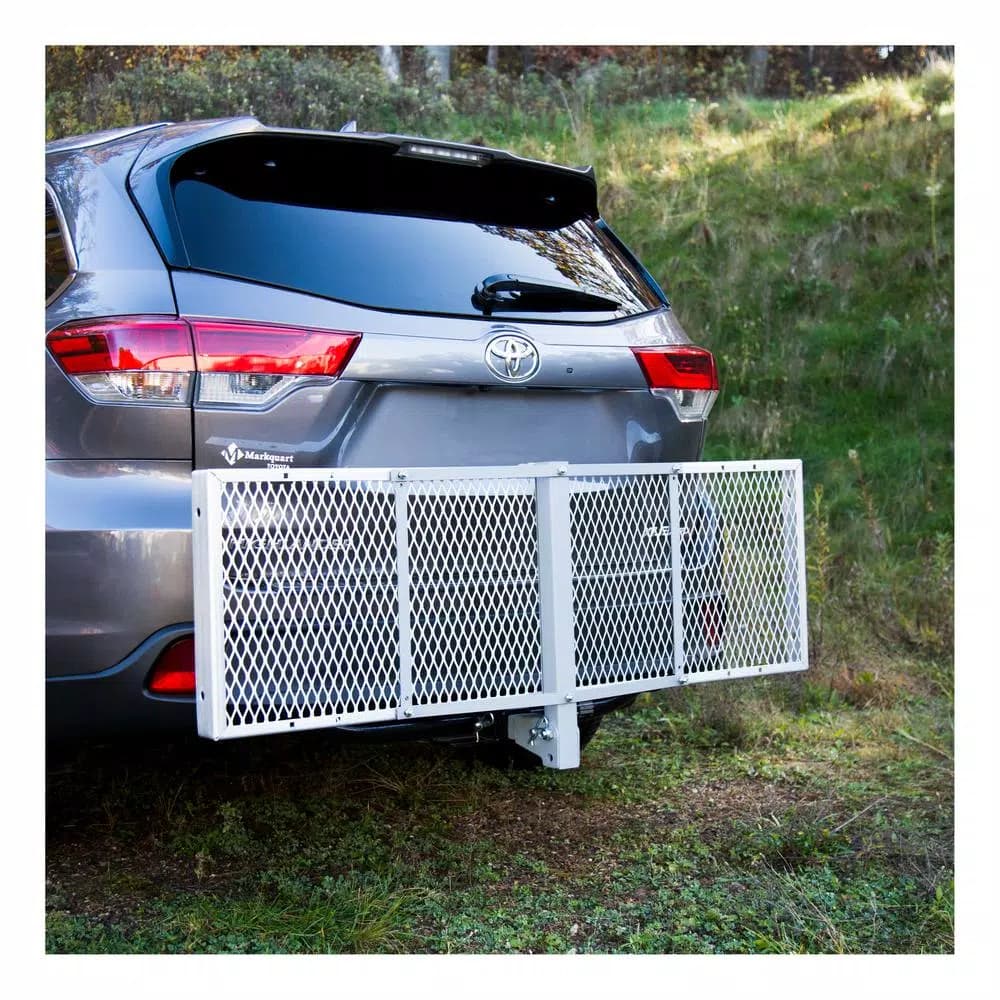 CURT 60" x 20" Aluminum Tray-Style Cargo Carrier with 2" Folding Shank, 500 lb. Capacity