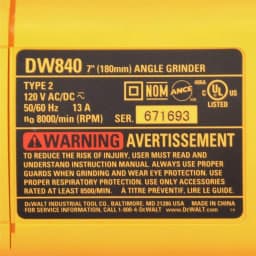 DEWALT 7 in. Heavy Duty Angle Grinder, 13 Amp, 8000 rpm with Bag and Wheels thumbnail 8