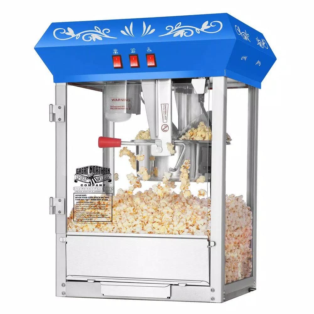 Great Northern Great Norther Foundation 8 oz. Blue Countertop Popcorn Machine with Stainless Steel Kettle