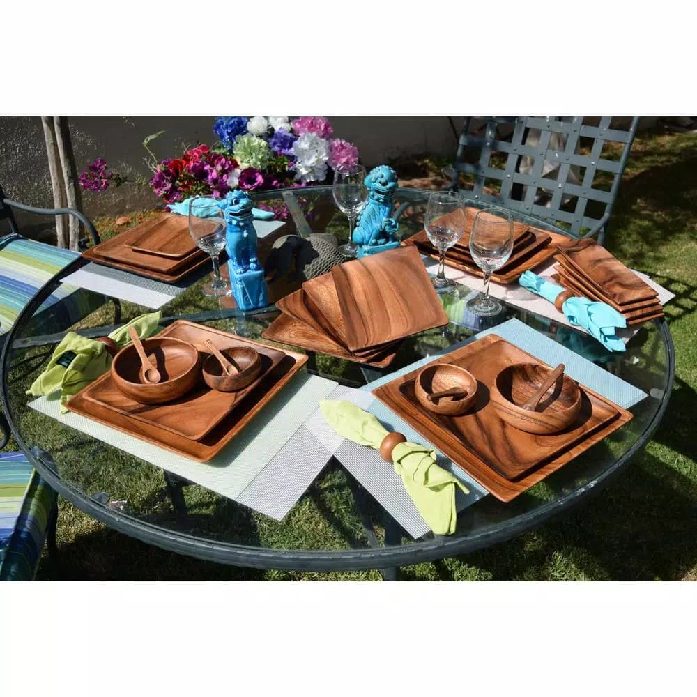 Acaciaware 8-Piece Acacia Hardwood Appetizer and Cheese Serving Tray Set