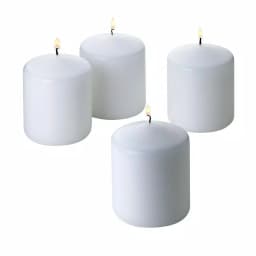 Light In The Dark 3 in. x 3 in. Unscented White Paraffin Pillar Candles, 4-Count thumbnail 1