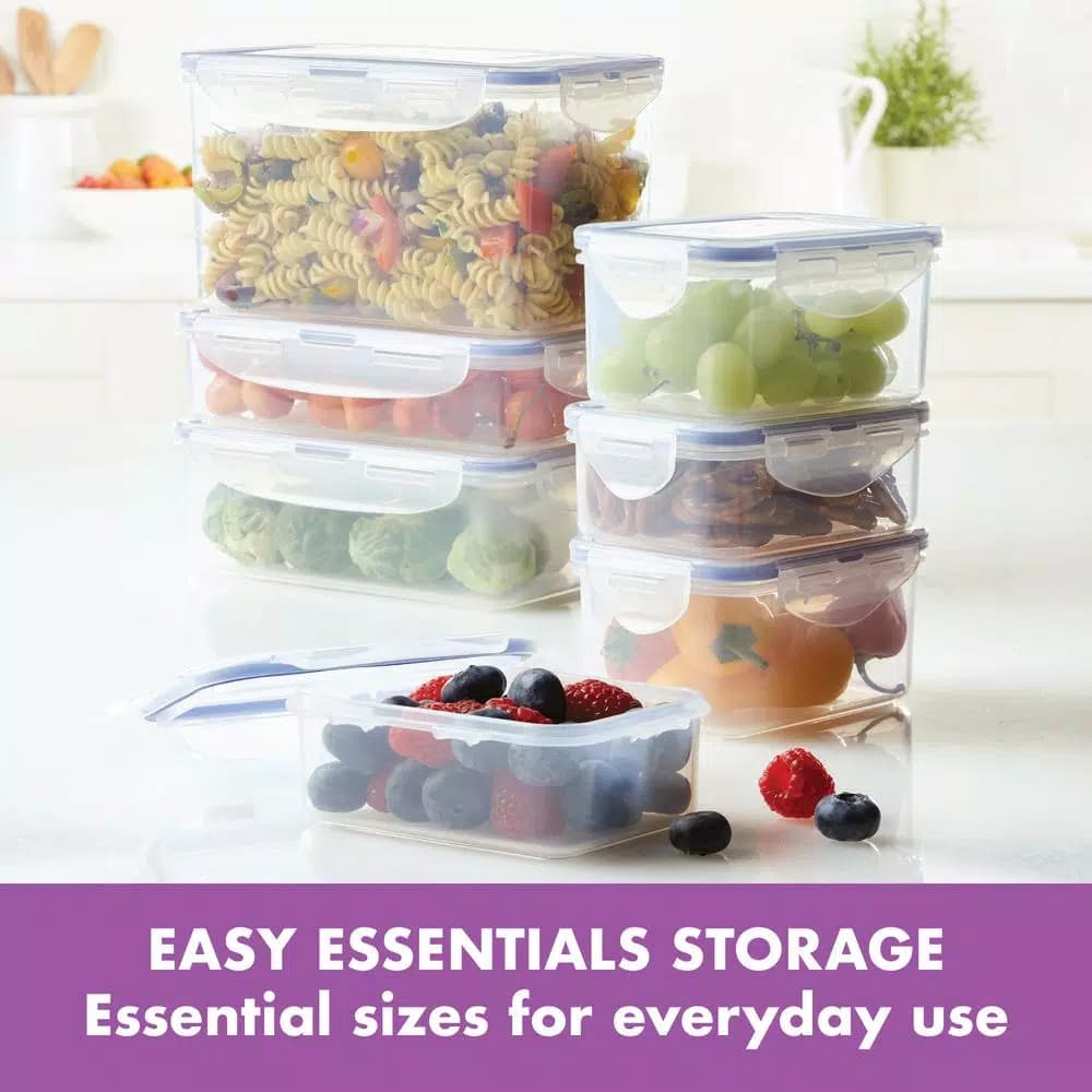 Lock & Lock Easy Essentials 14-Piece Rectangular Food Storage Container Set, BPA-Free