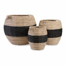 Unbranded Dorran Woven Cornhusk Baskets with Iron Frame, Set of 3, Brown Farmhouse Style thumbnail 1