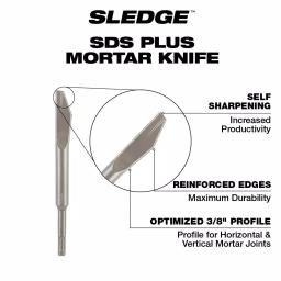 Milwaukee SDS-Plus SLEDGE 3/8 in. x 8 in. Steel Mortar Knife Chisel Bit thumbnail 3