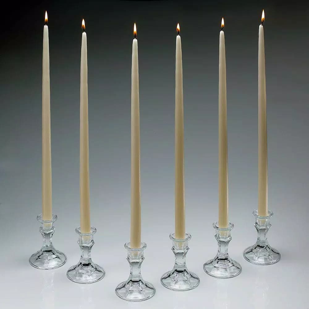 Light In The Dark Shop A Candle 18 in. Ivory Taper Candles, Set of 12 - Dripless & Clean Burning