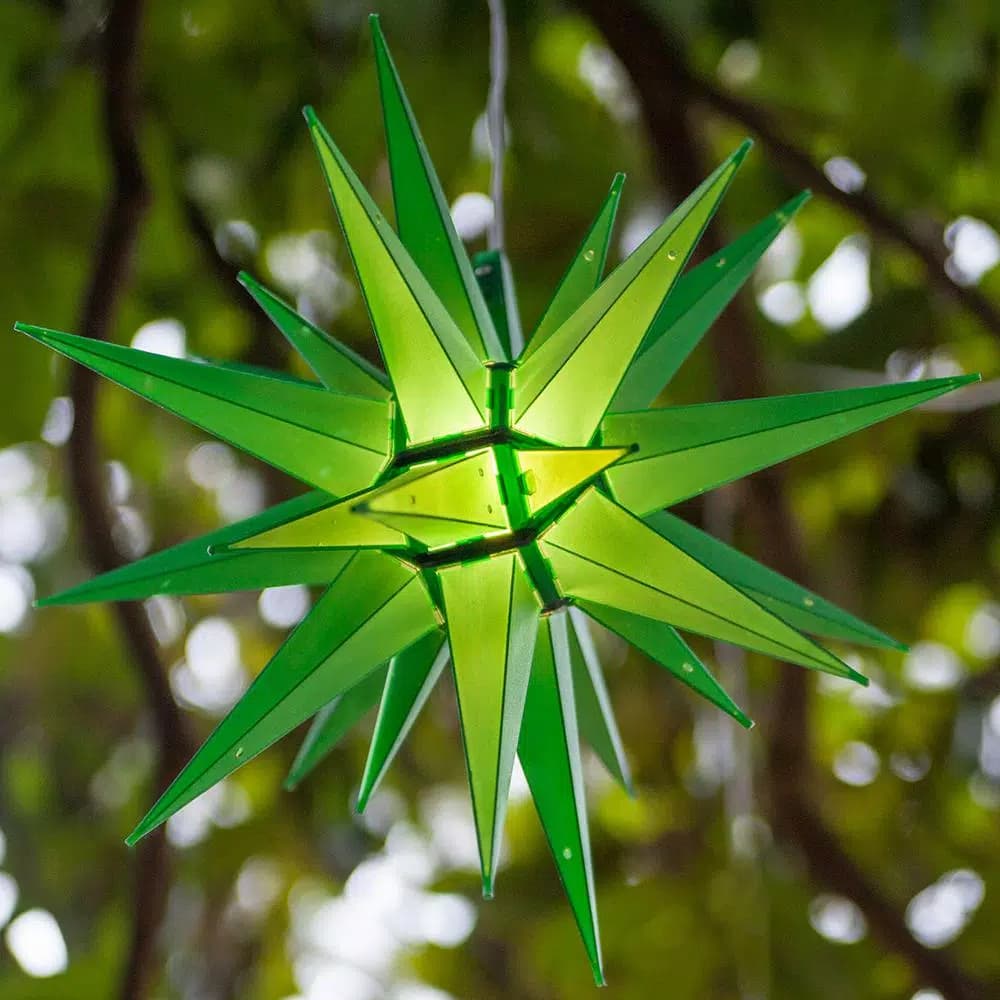 Kringle Traditions 14 in. Illuminated Green LED Moravian Star Holiday Decoration