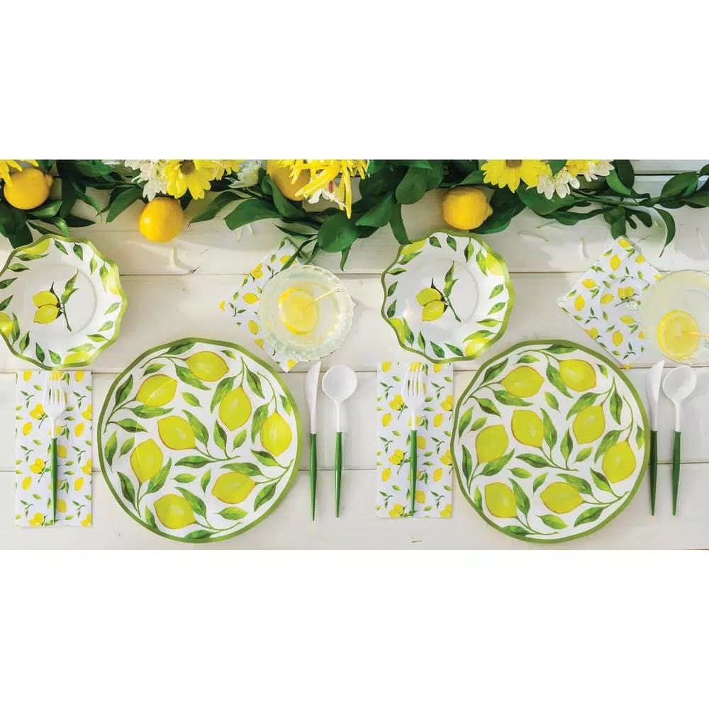 Sugar Plum Party SugarPlum Collection Lemon Pattern Paper Salad Plates, 16-Piece Set