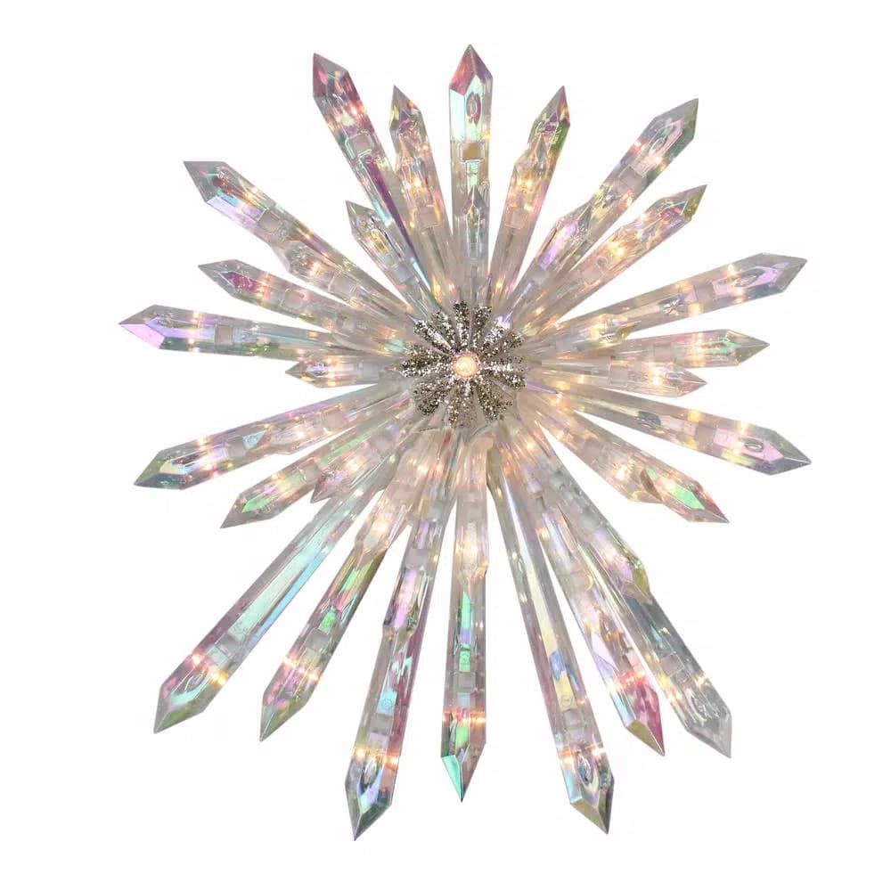 Northlight 13.5 in. Lighted Iridescent Icicle Christmas Tree Topper with 50 Clear Mini Lights
