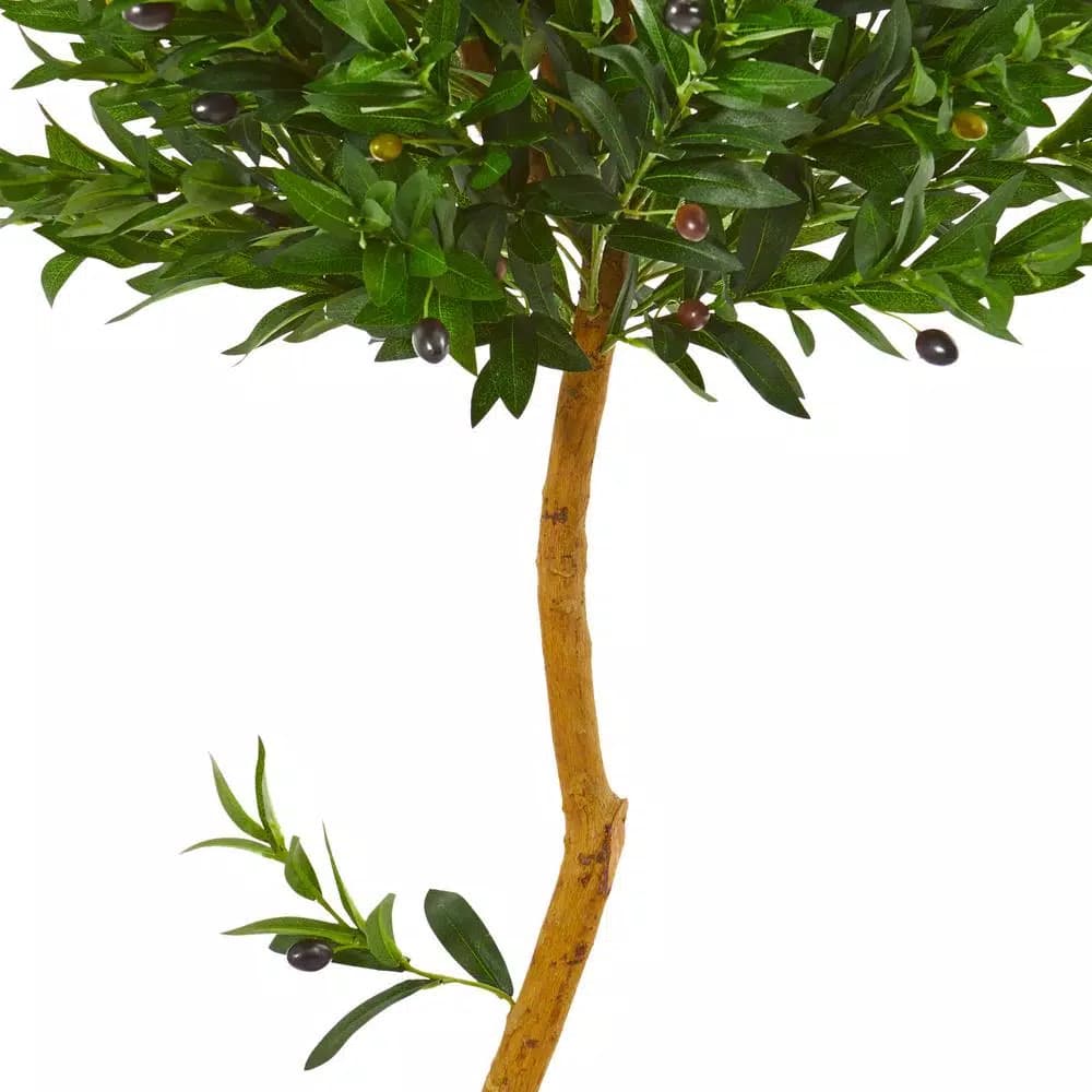 Nearly Natural 58 in. Artificial Olive Topiary Tree, UV-Resistant Indoor/Outdoor Greenery