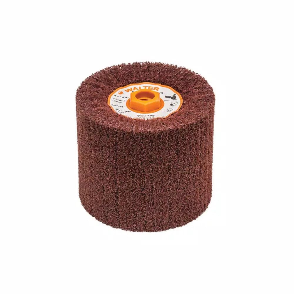 WALTER SURFACE TECHNOLOGIES Blendex Medium Surface Conditioning Drums, 4.5 in. x 4 in. x 5/8 in.-11 in.