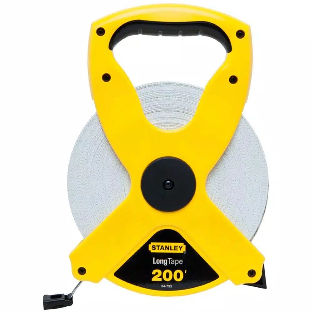Stanley 200 ft. 1/2 in. Fiberglass Long Tape Measure with Open Reel and Rubber Grip