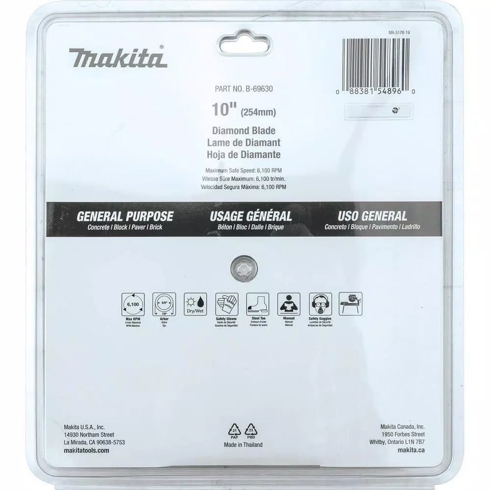 Makita 10 in. Segmented Rim Diamond Blade for Concrete, Block, and Brick