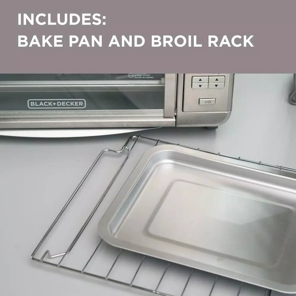 BLACK+DECKER 1500W 6-Slice Digital Convection Toaster Oven with Broiler Pan, Stainless Steel