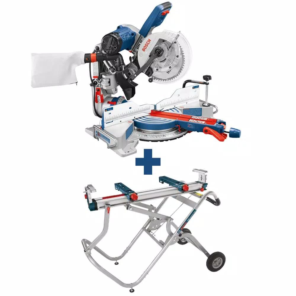 Bosch CM10GD 10 in. Dual-Bevel Sliding Glide Miter Saw with Gravity Rise Stand and Wheels