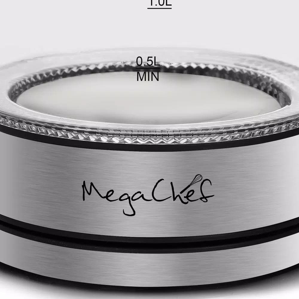 MegaChef 1.8L Cordless Glass and Stainless Steel Electric Tea Kettle with LED Base