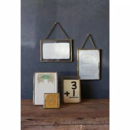 3R Studios Gold Brass Hanging Picture Frame Set of 2 - Vintage Style Rectangle Metal Frames for 5x7 Photos thumbnail 2