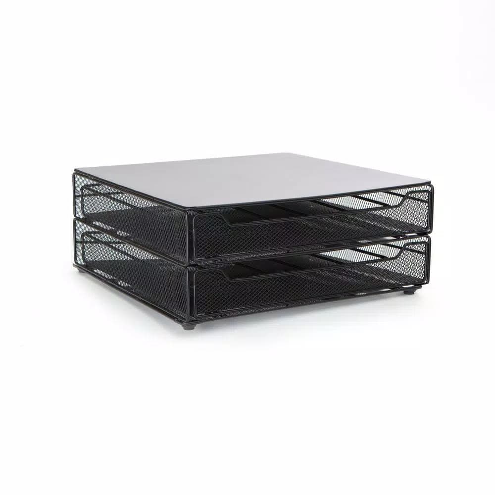 Mind Reader Jumbo 72-Capacity Metal Mesh Double Coffee Pod Storage Drawer, Black