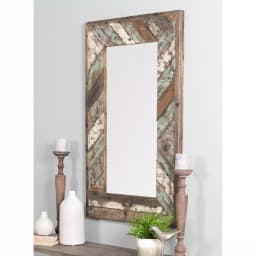 Aspire Home Accents Brogan Large Rectangle Multi-Colored Reclaimed Wood Accent Mirror with Hooks thumbnail 5