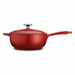 Tramontina Gourmet 3 Qt. Enameled Cast Iron Saucier with Lid, Gradated Red thumbnail 2