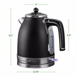 Ovente KS777 1.7L Black Stainless Steel Electric Kettle, 1500W Fast Boil with Auto Shut-Off thumbnail 6