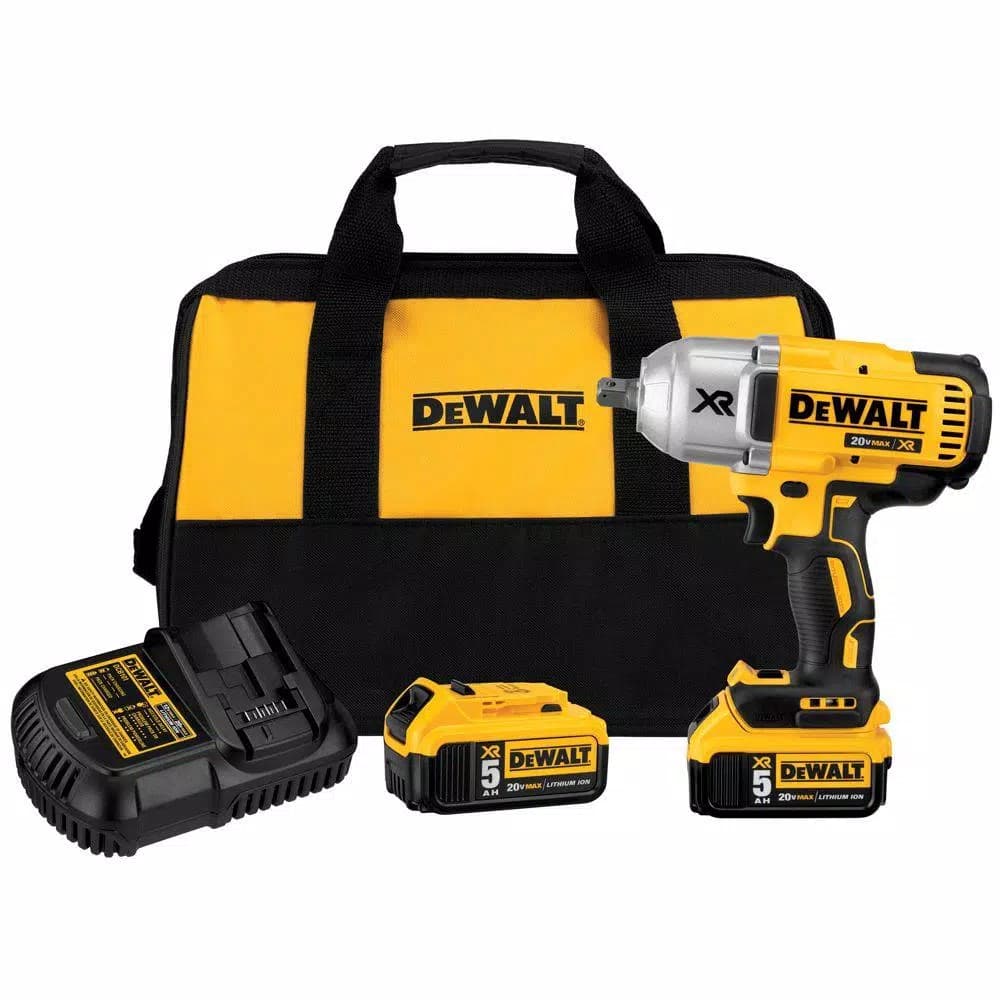 DEWALT 20V MAX XR Brushless 1/2 in. High Torque Impact Wrench Kit with (2) 5.0 Ah Batteries