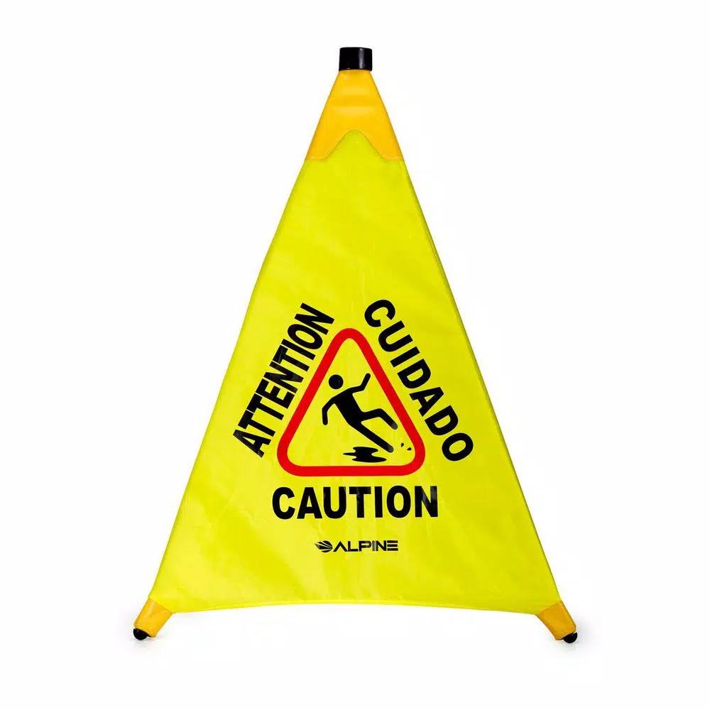 Alpine Industries 20 in. Yellow Multi-Lingual Pop-Up Wet Floor Sign