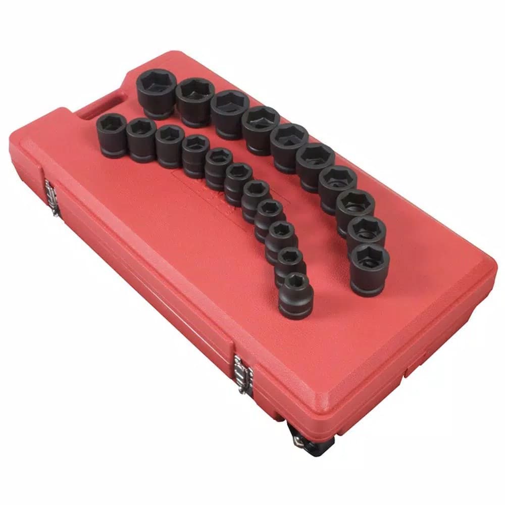 SUNEX TOOLS 21-Piece 1 in. Drive SAE Deep Impact Socket Set with Heavy-Duty Rolling Case