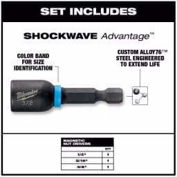 Milwaukee SHOCKWAVE Impact Duty Magnetic Nut Driver Set, 3-Piece, 1-7/8 in. thumbnail 2