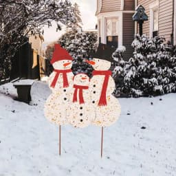 Glitzhome 29.92 in. Rusty Metal Snowman Family Christmas Yard Stake and Wall Decor thumbnail 8