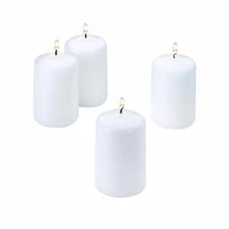 Light In The Dark White Unscented Pillar Candles, 3 in. x 2 in. (Set of 4) thumbnail 1