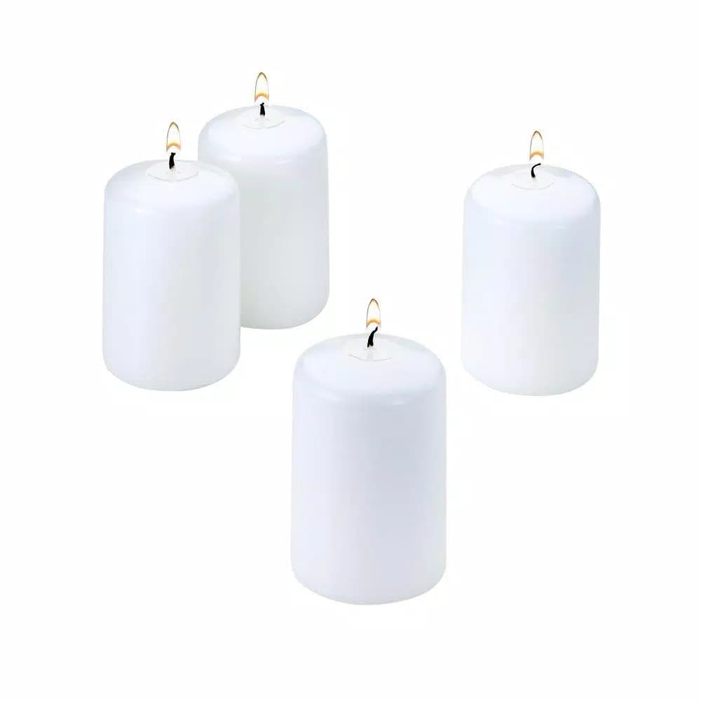 Light In The Dark White Unscented Pillar Candles, 3 in. x 2 in. (Set of 4)