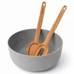 BergHOFF Leo Bamboo Salad Bowl with 2-Piece Serving Set, 120 oz, Gray thumbnail 1