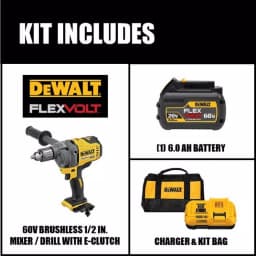DEWALT FLEXVOLT 60V MAX Brushless 1/2 in. Mixer/Drill with E-Clutch and 6.0 Ah Battery thumbnail 2