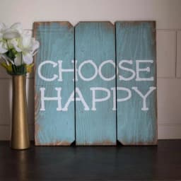 Unbranded Boulder Innovations 16 in. x 16 in. Choose Happy Wooden Wall Art Sign thumbnail 1