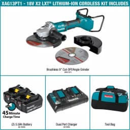 Makita 36V (18V x2) LXT Brushless 9 in. Paddle Switch Angle Grinder Kit with Electric Brake thumbnail 3