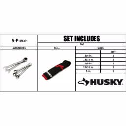 Husky 5-Piece Large SAE Reversible Ratcheting Wrench Set thumbnail 9