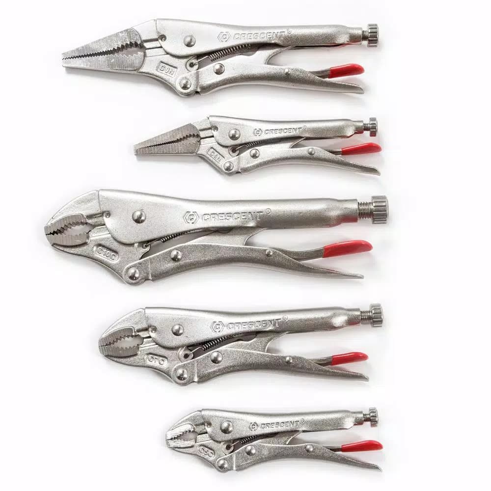 Crescent 5-Piece Locking Plier Set, Nickel-Plated Hand Tools