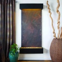 Water Wonders Grande Nojoqui Falls Lightweight Slate Wall Fountain with Black Onyx Trim thumbnail 4
